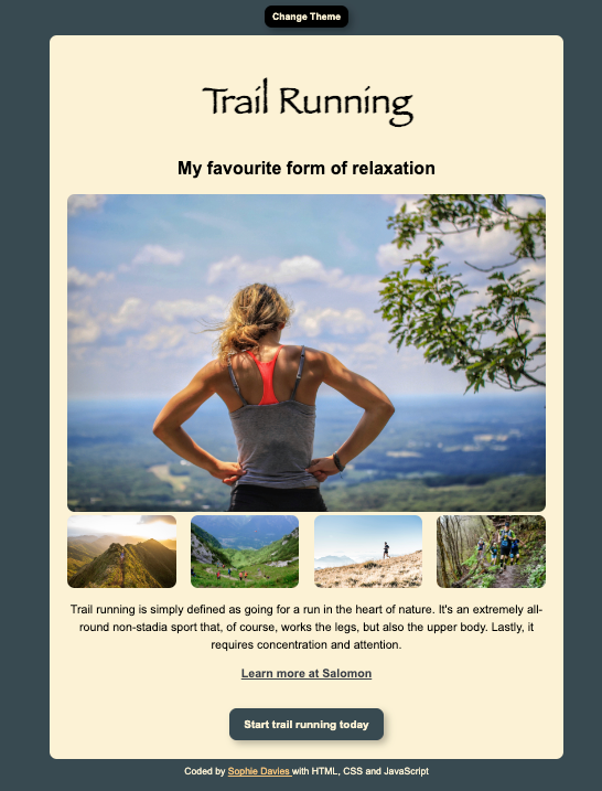 Trail running web page